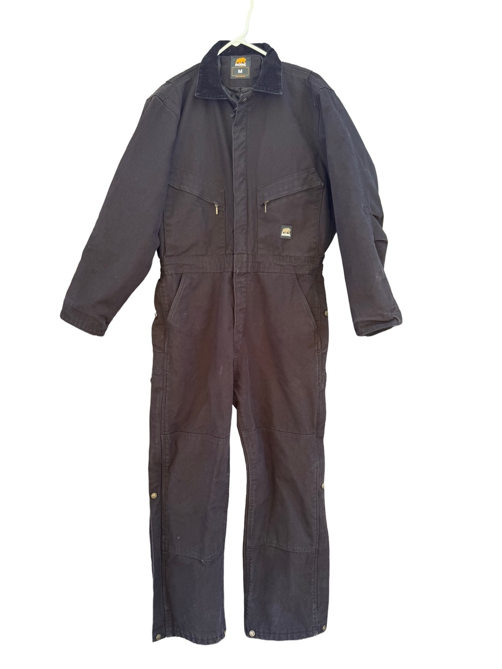 Berne Heritage Duck Insulated Work Coveralls M Regular Black Canvas Farm Worn